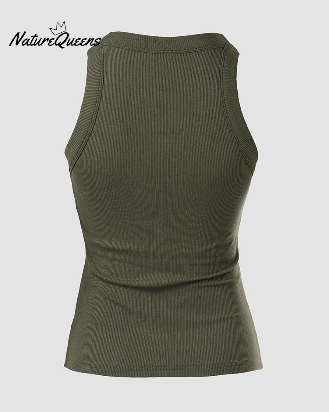 Round Neck Ribbed Tank Top With Bra Pads