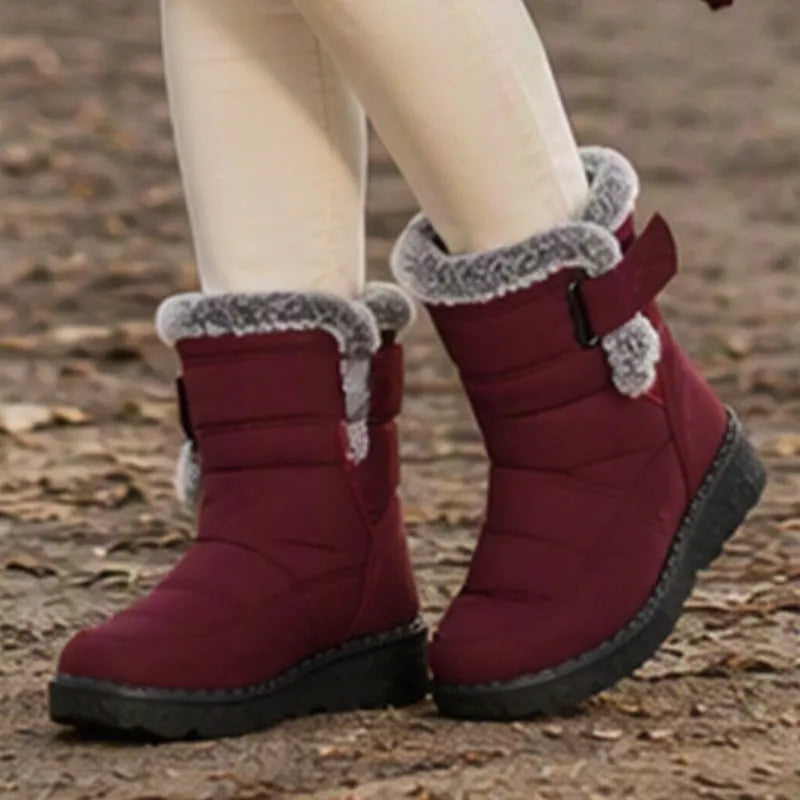 Adina Plush Trim Winter Ankle Boots - Elena Harper