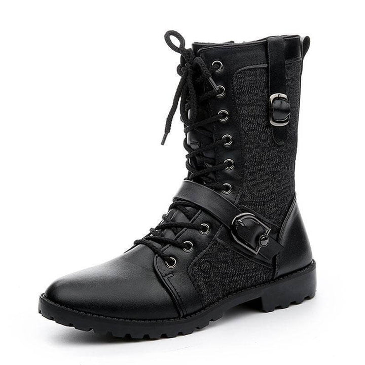 Men's Lace-Up Boots with Buckle
