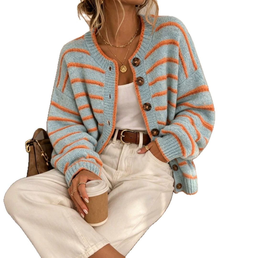 Women's Crew Neck Cardigan – Chic and Casual Euro-American Style