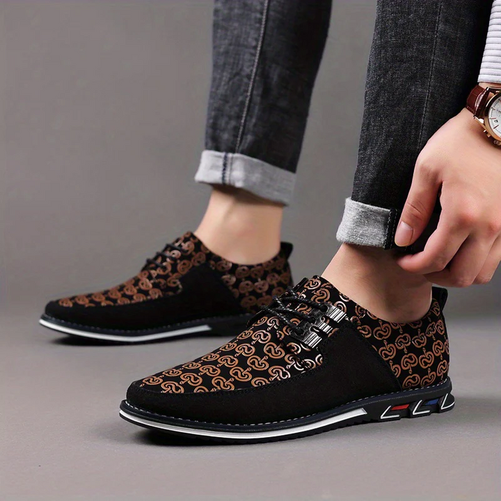 Men's Patterned Low-Top Sneakers with Cushioned Sole