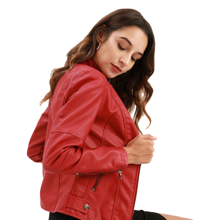 Biker jacket with stand-up collar, view 2 - Elena Harper