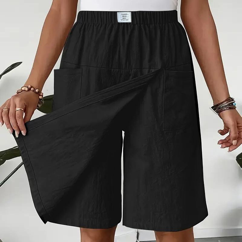 Women's Short Skirt with Elastic Waist, Asymmetrical Cut, Summer, view 4 - Elena Harper