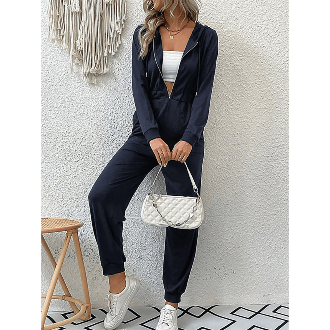 Women's Slim Fit Hooded Jumpsuit