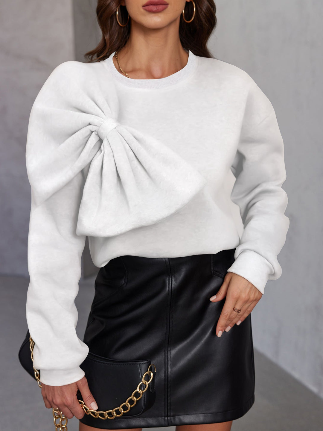 Elegant Knit Sweater for Women with Bow – Soft Long Sleeve Sweater