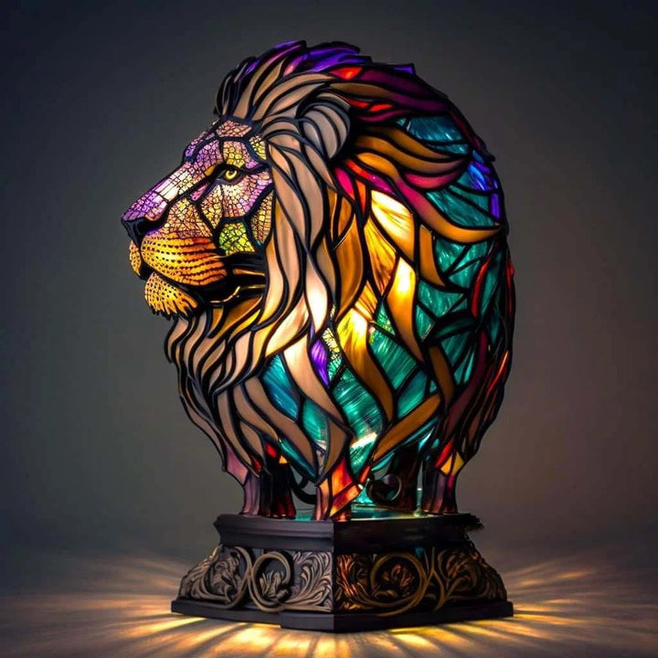 VitraGlow Handmade Glass Ornament | Elegant Resin and Glass Table Lamp with Vibrant Artistic Patterns