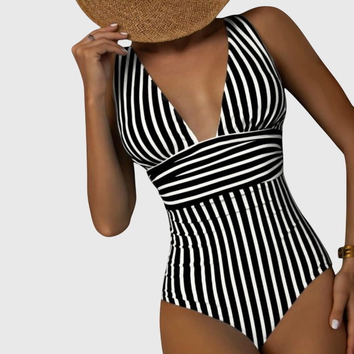 Women’s Tailored Swimsuit – V-Neck, Suitable for Summer and Beach Use