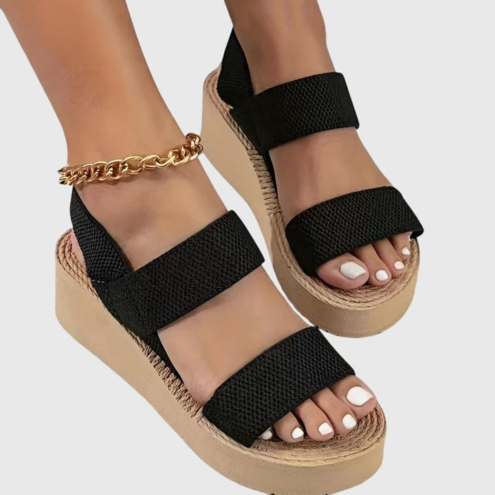 Women's Orthopaedic Platform Sandals with Two Wide Front Straps for Summer