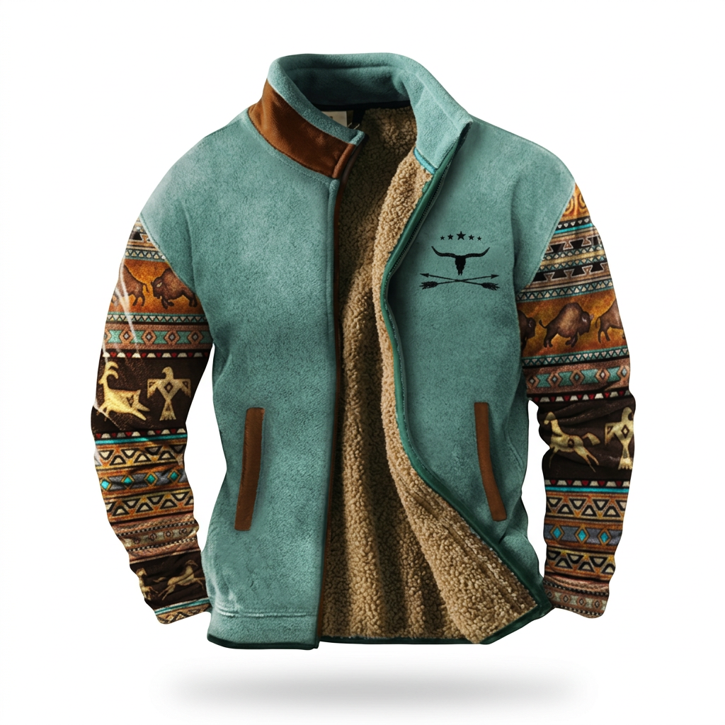 LAURENT MONACO | JACKET WITH INDIGENOUS PATTERN PRINT FOR MEN