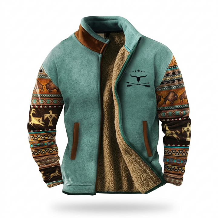 LAURENT MONACO | JACKET WITH INDIGENOUS PATTERN PRINT FOR MEN