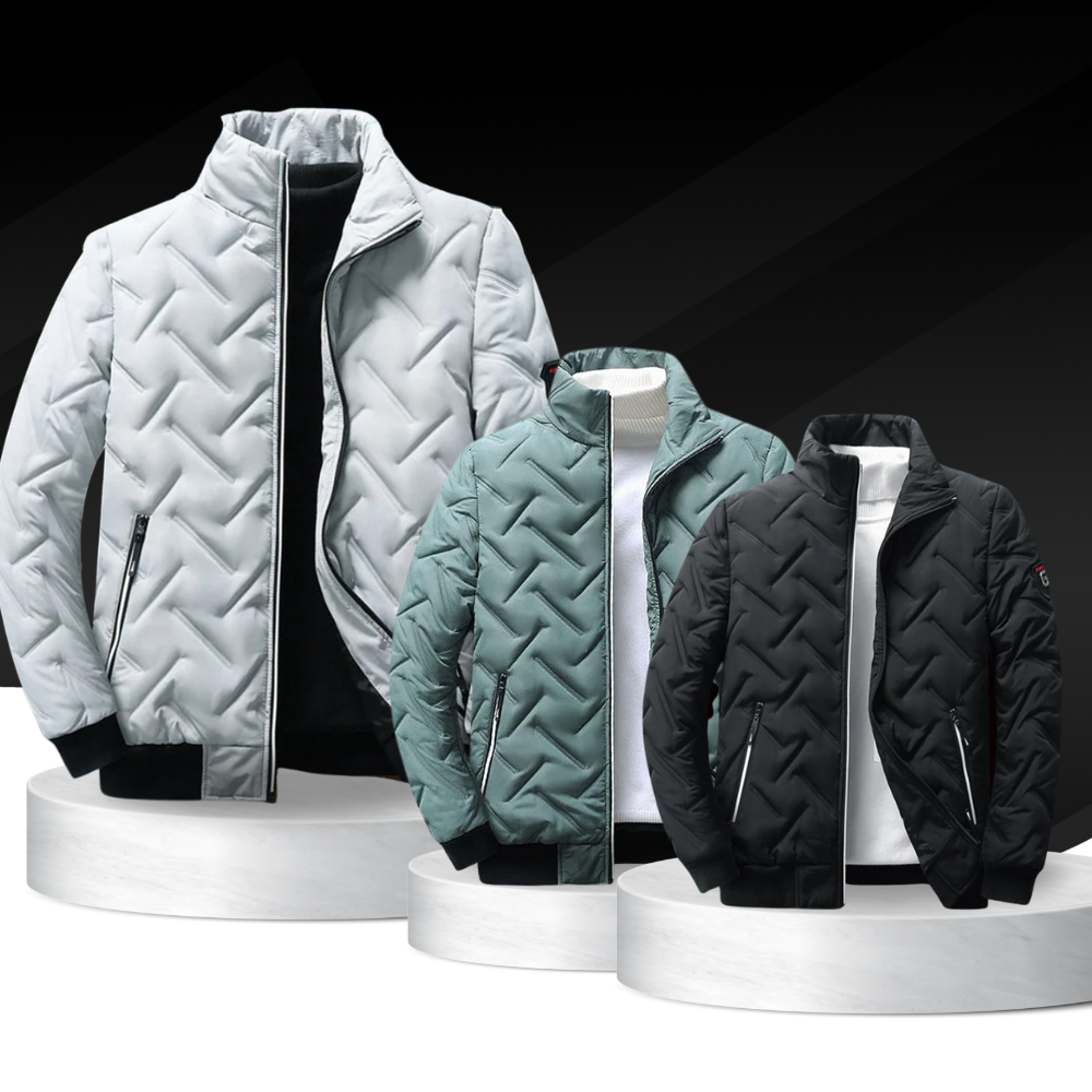 Quilted Jacket for Men – Winter Coat with High Collar