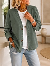 Women's V-Neck Patchwork Jacket - Light and Casual