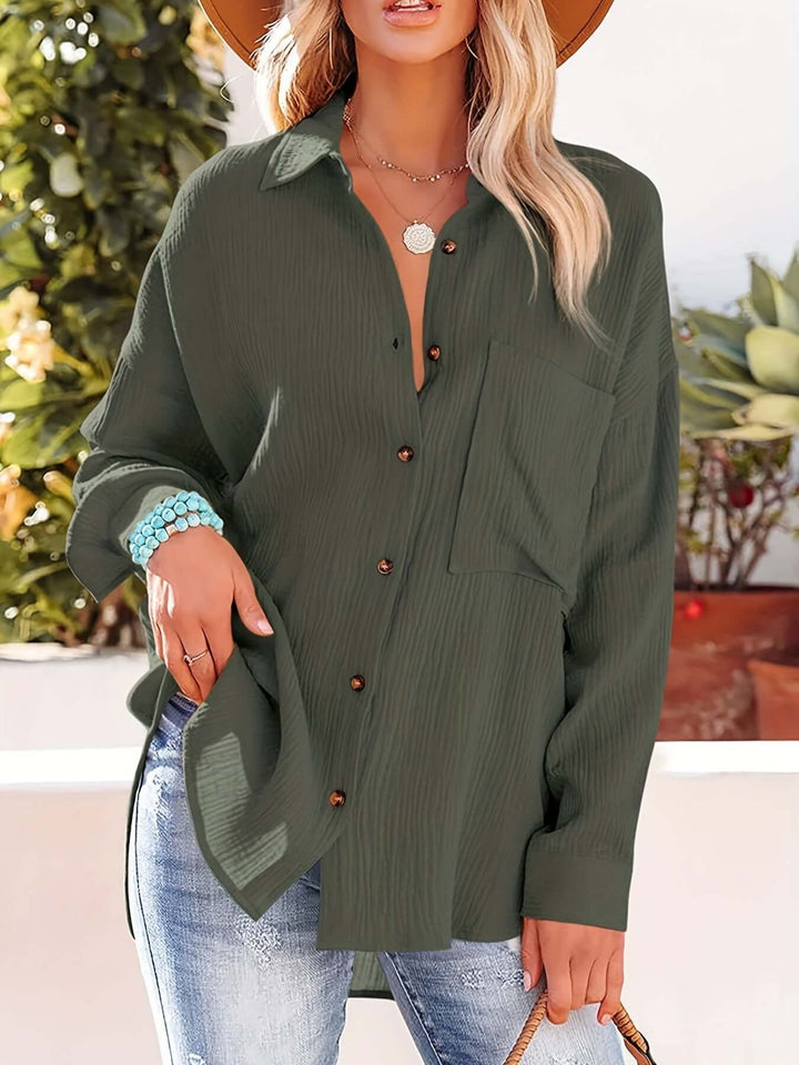Women's Relaxed Fit Long Sleeve Shirt, view 7 - Elena Harper