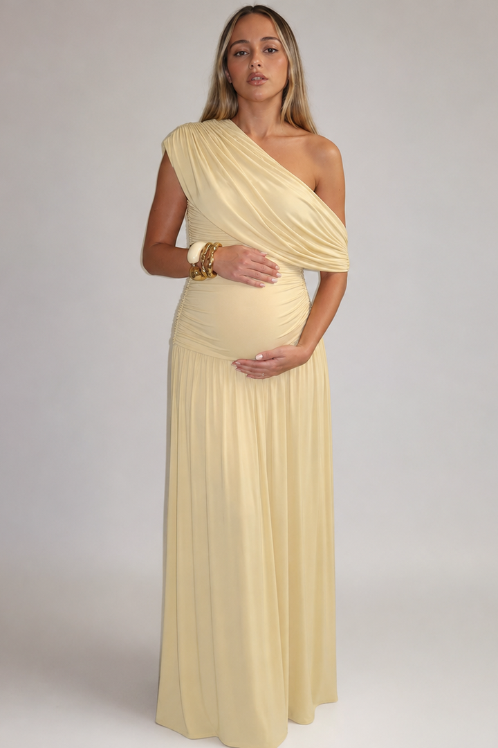 Asymmetric Elegant Maternity Maxi Dress Wedding Guest Occasion