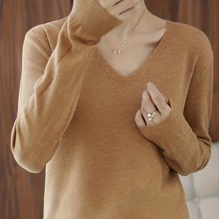 Selene Soft V-Neck Sweater, view 9 - Elena Harper