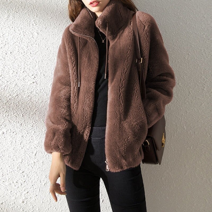 Reversible quilted fleece jacket with high collar – Warm and comfortable