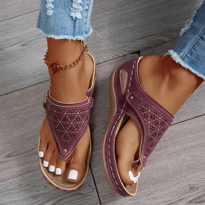 Anazza Comfortable Everyday Sandals with Wedge Heel - Elena Harper