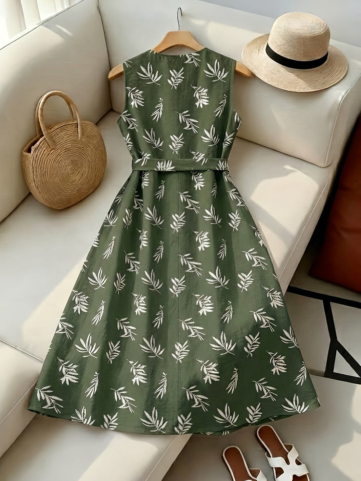 Constance Belted Sleeveless Midi Dress, view 8 - Elena Harper