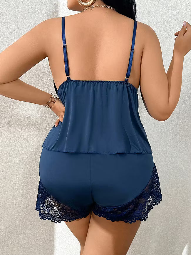 Petra™ | Satin Pajama Set with Lace Top
