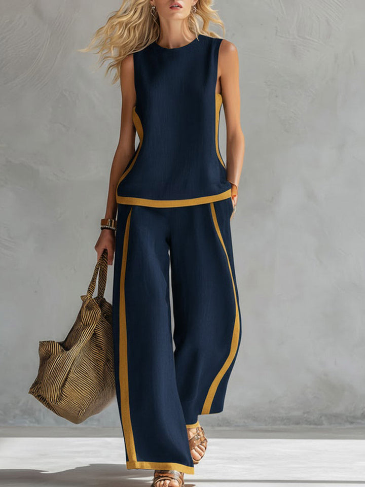 Lunara Stylish Linen Outfit with Wide Pants, view 3 - Elena Harper