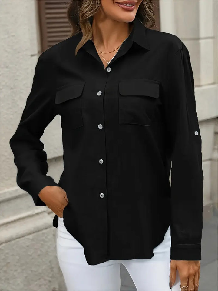 Athena - Cotton Shirt With Front Pockets