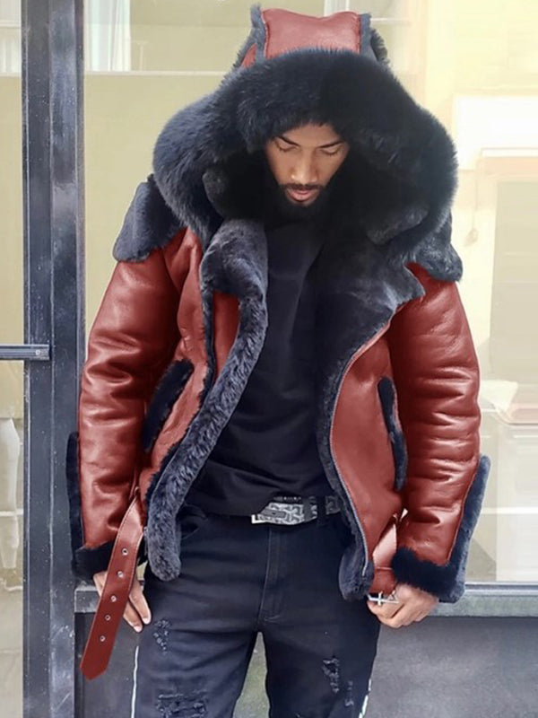 Adrian Men's Jacket with Faux Fur Hood, view 5 - Elena Harper
