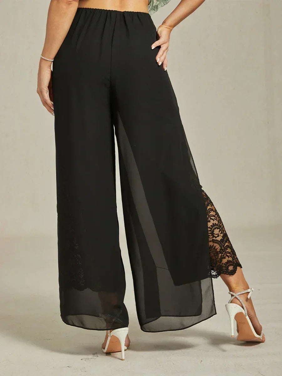 Graciana | Chiffon Trousers with Straight Leg and Slit