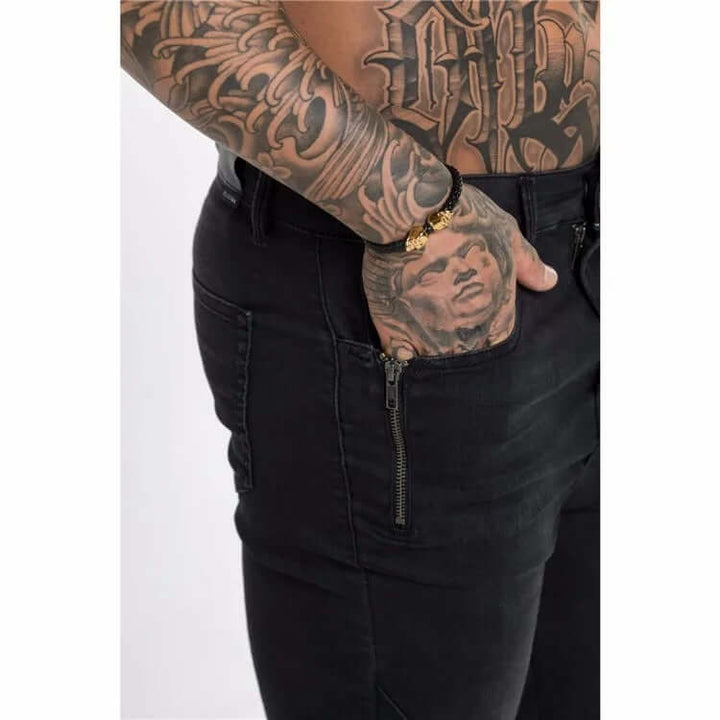 Men's Skinny Biker Jeans with Zippers, view 4 - Elena Harper