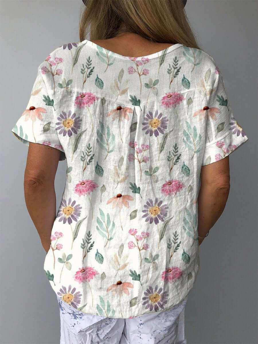 Women's Vintage Floral Casual Shirt, view 2 - Elena Harper