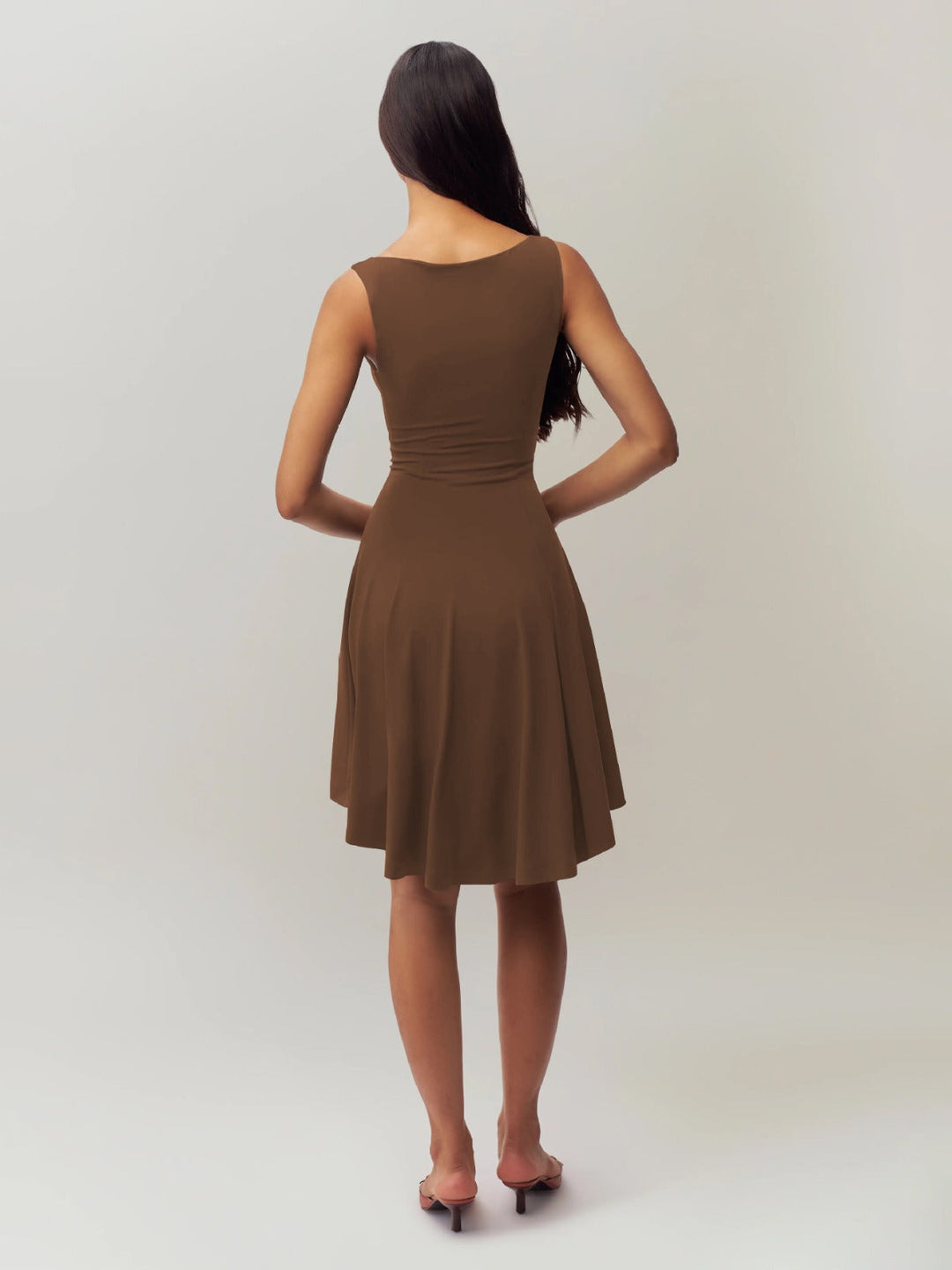 Sleeveless Dress with Collar Élara, view 10 - Elena Harper