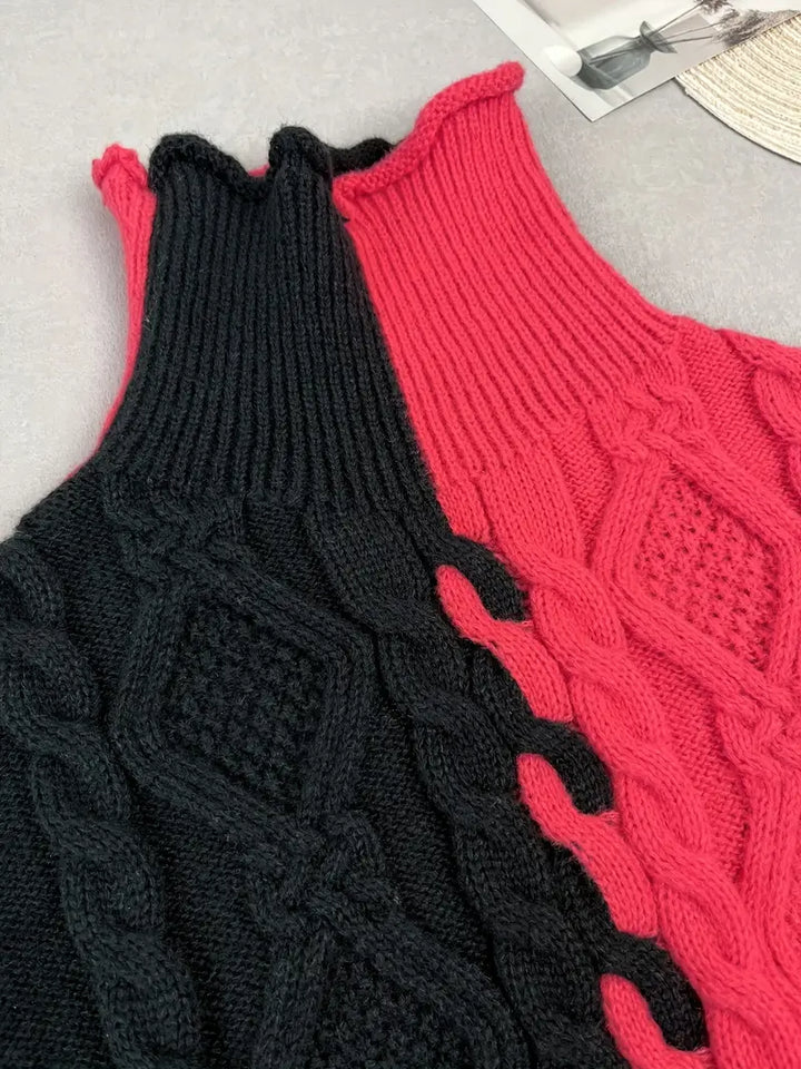 Leovia Elegant Striped Sweater with High Collar, view 8 - Elena Harper