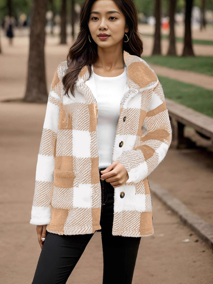 Plaid Plush Coat for Women - Warm and Practical