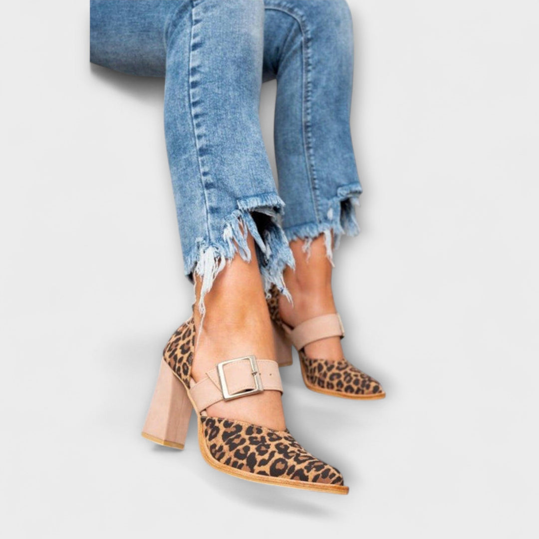 Leopard Print Heeled Sandals