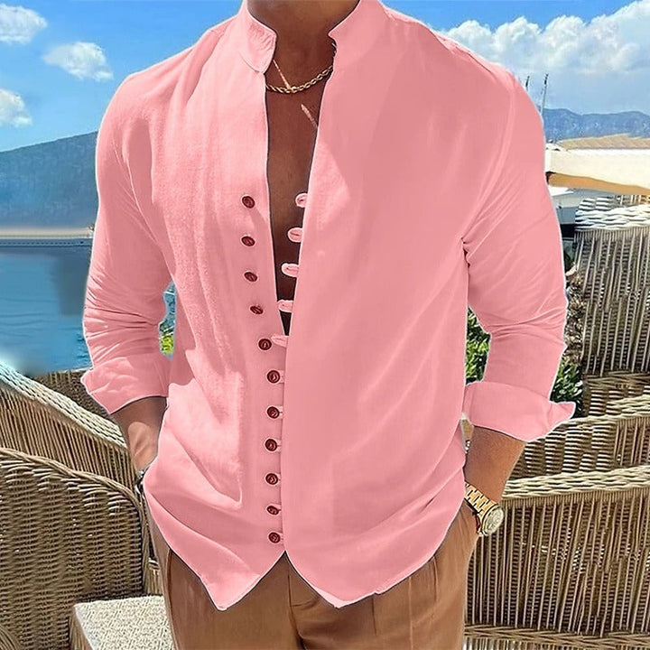 Men's Long Sleeve Button-Down Shirt for Versatile Style