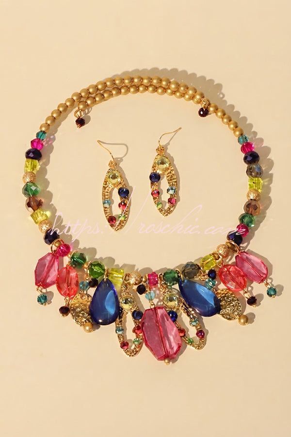 Multicolor Crystal Beaded Necklace