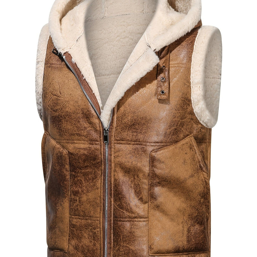 Hooded Vest with Zipper for Men - Elena Harper