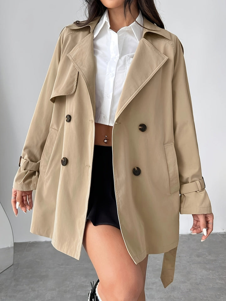 Double-Breasted Women's Trench Coat – Elegant Classic Style