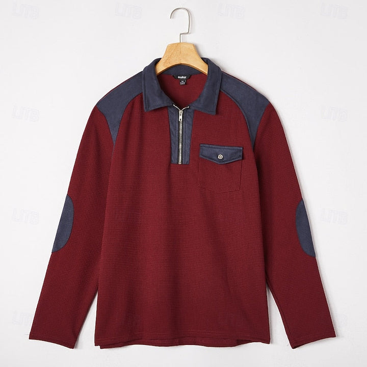 Rhett Textured Quarter-Zip Pullover, view 9 - Elena Harper