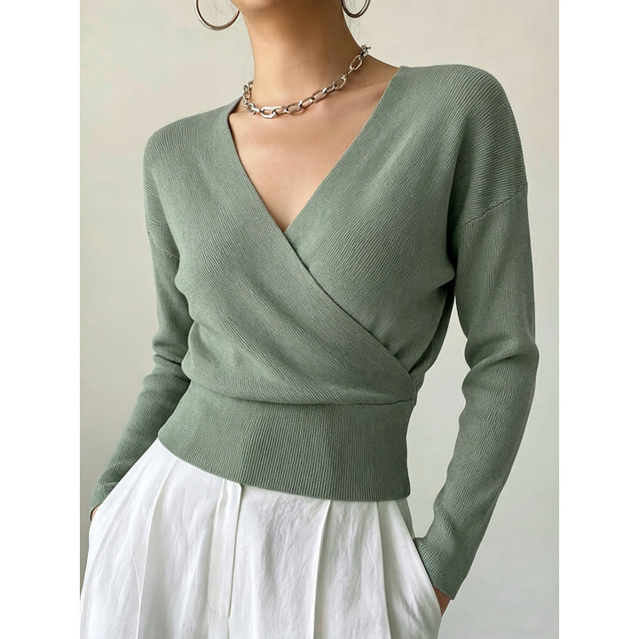 Women's Crossed Sweater in Solid Colors - Soft and Modern