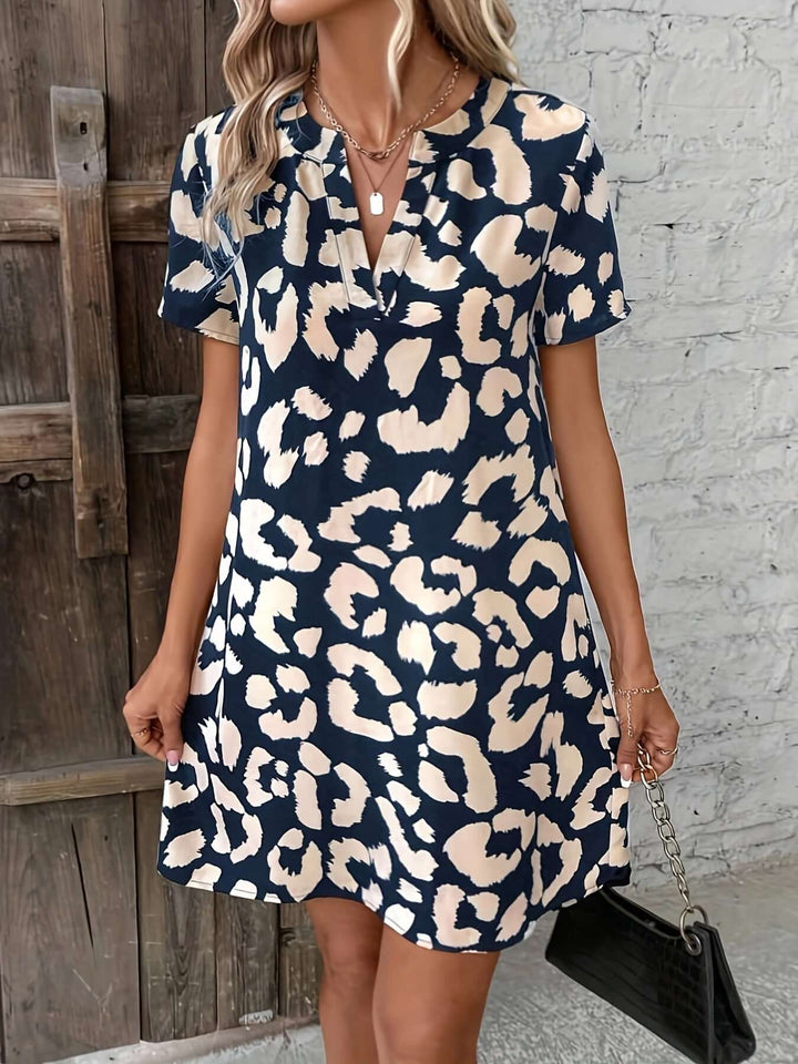 Leopard Print V-Neck Dress, view 9 - Elena Harper