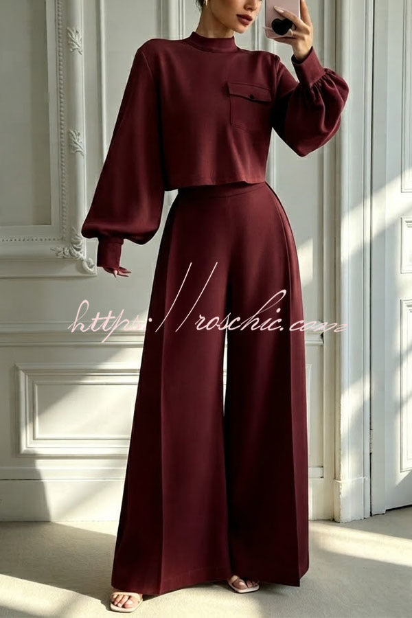 The Ultimate Chic Matching Set: Crop Top & Wide-Leg Pants