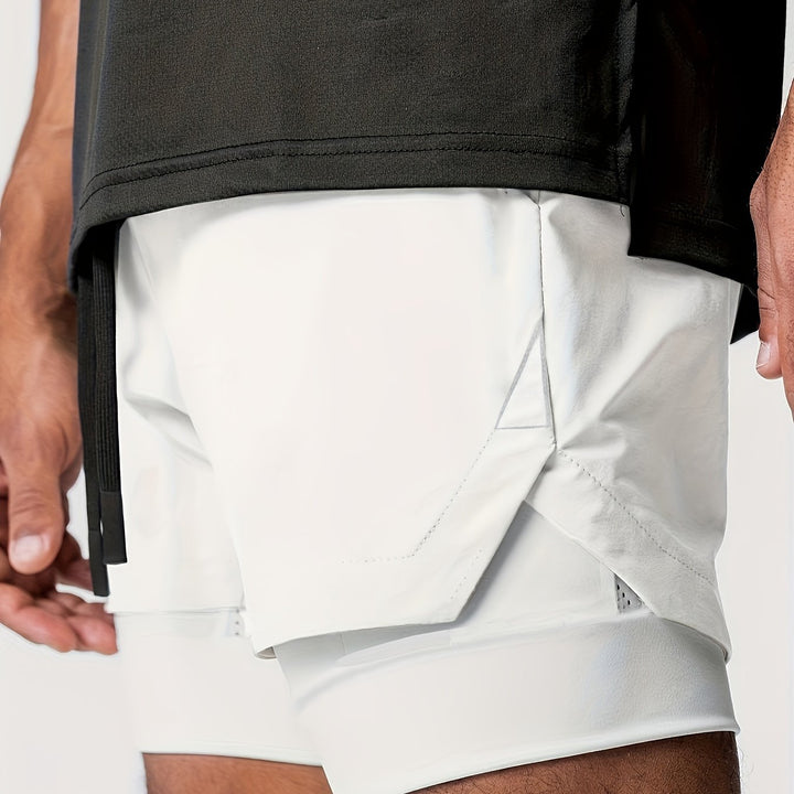 Men's Montarello 2-in-1 Sports Shorts with Compression Liner and Zipper Pocket