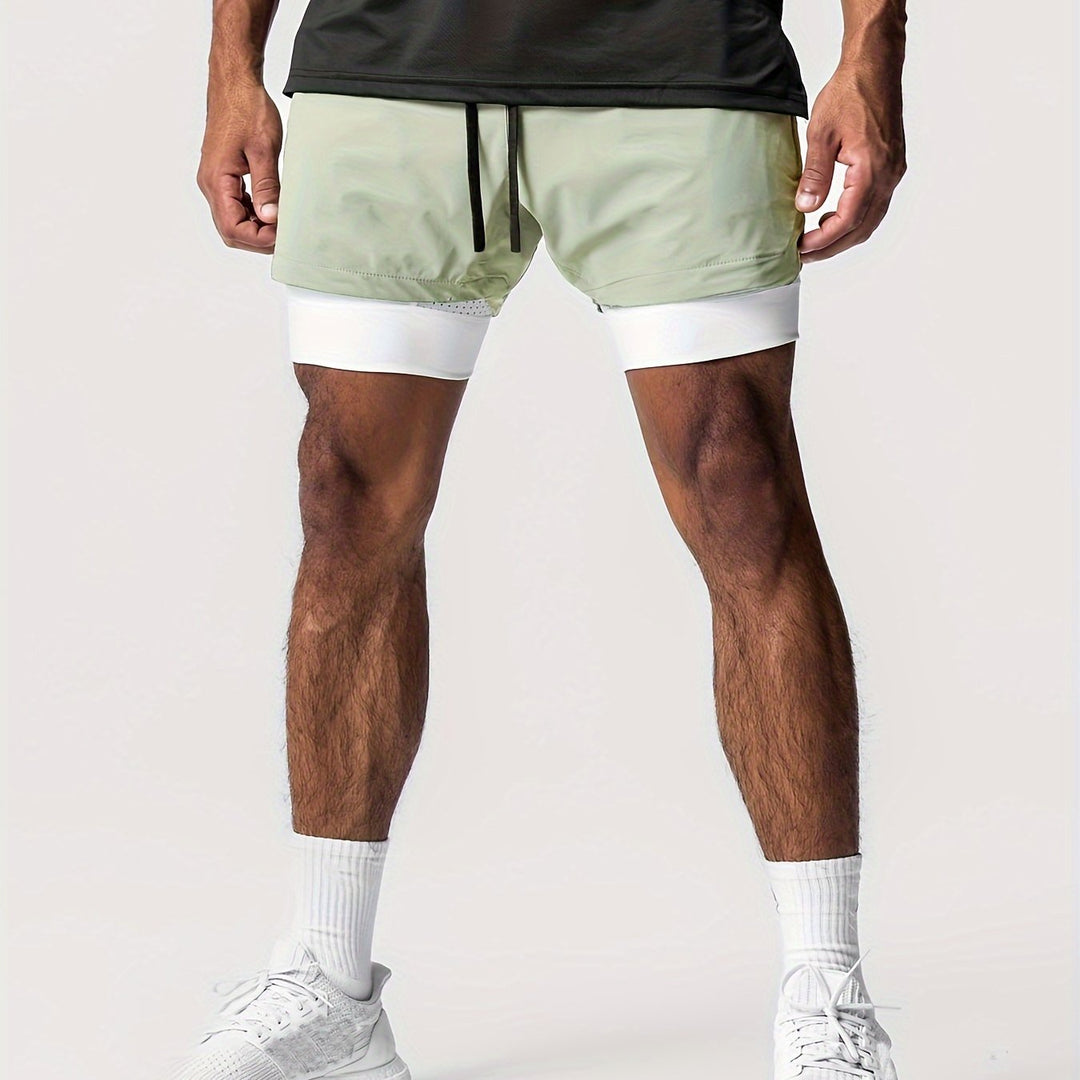 Men's Montarello 2-in-1 Sports Shorts with Compression Liner and Zipper Pocket