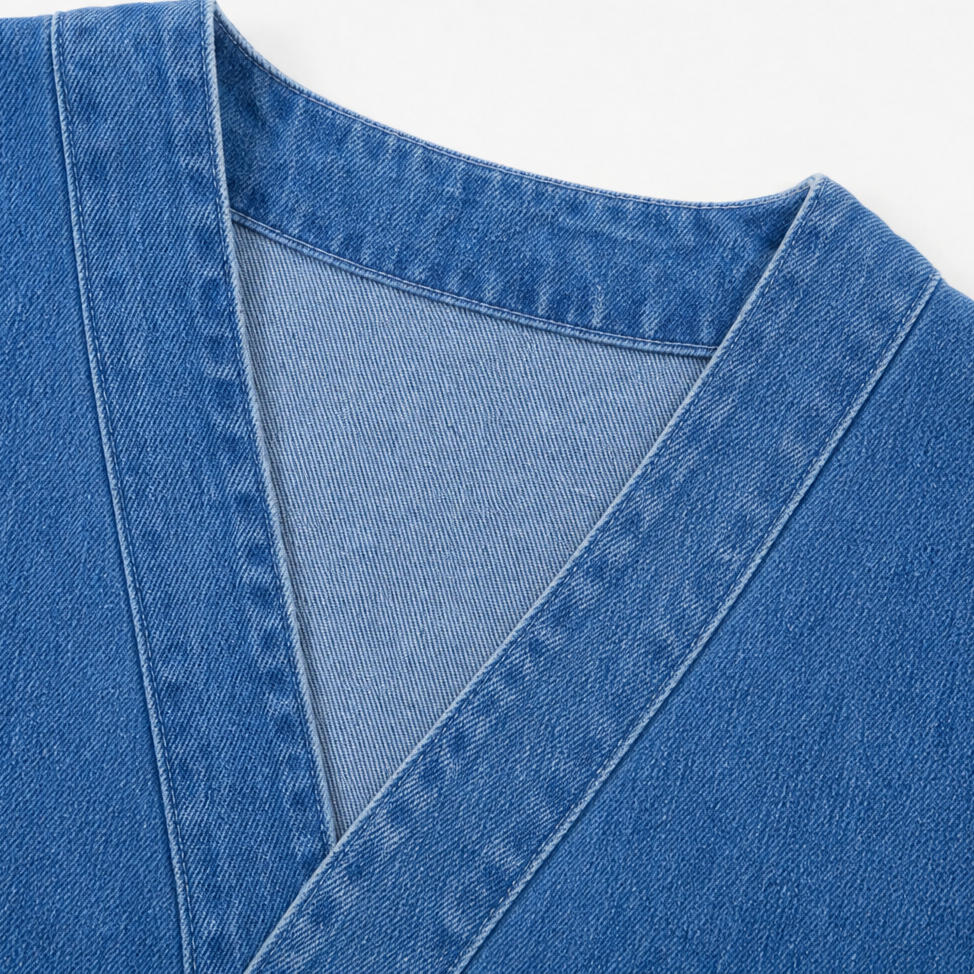 Drapella Collarless Soft-Denim-Look Button-Down Cardigan - Elena Harper