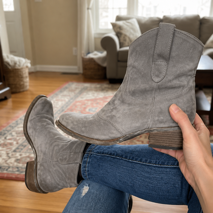 Charwell Suede Western Ankle Boots - Elena Harper