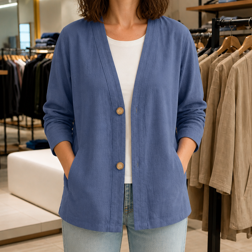 Drapelle Breathable Knit V-Neck Cardigan - Elena Harper