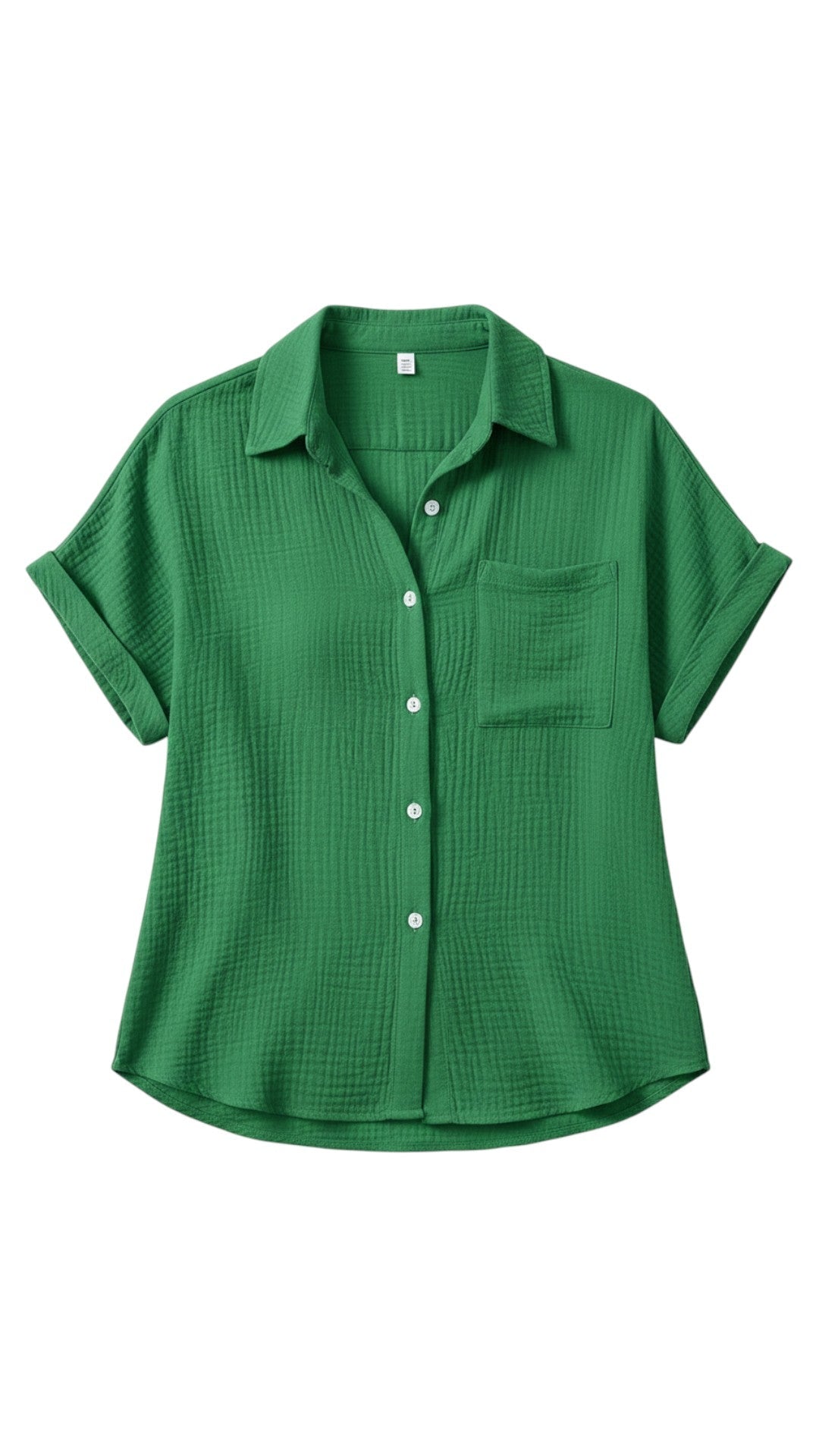 Women's Summer Button-Up Blouse with Short Sleeves – Lightweight Casual Top