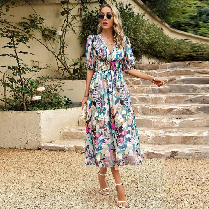 Grace V-Neck Dress, view 5 - Elena Harper