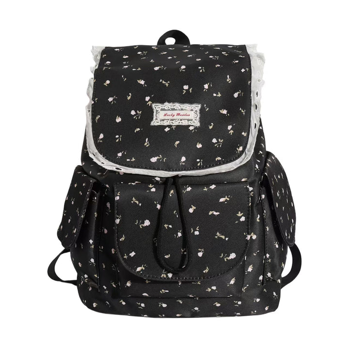 Floral Print Ruffled Backpack