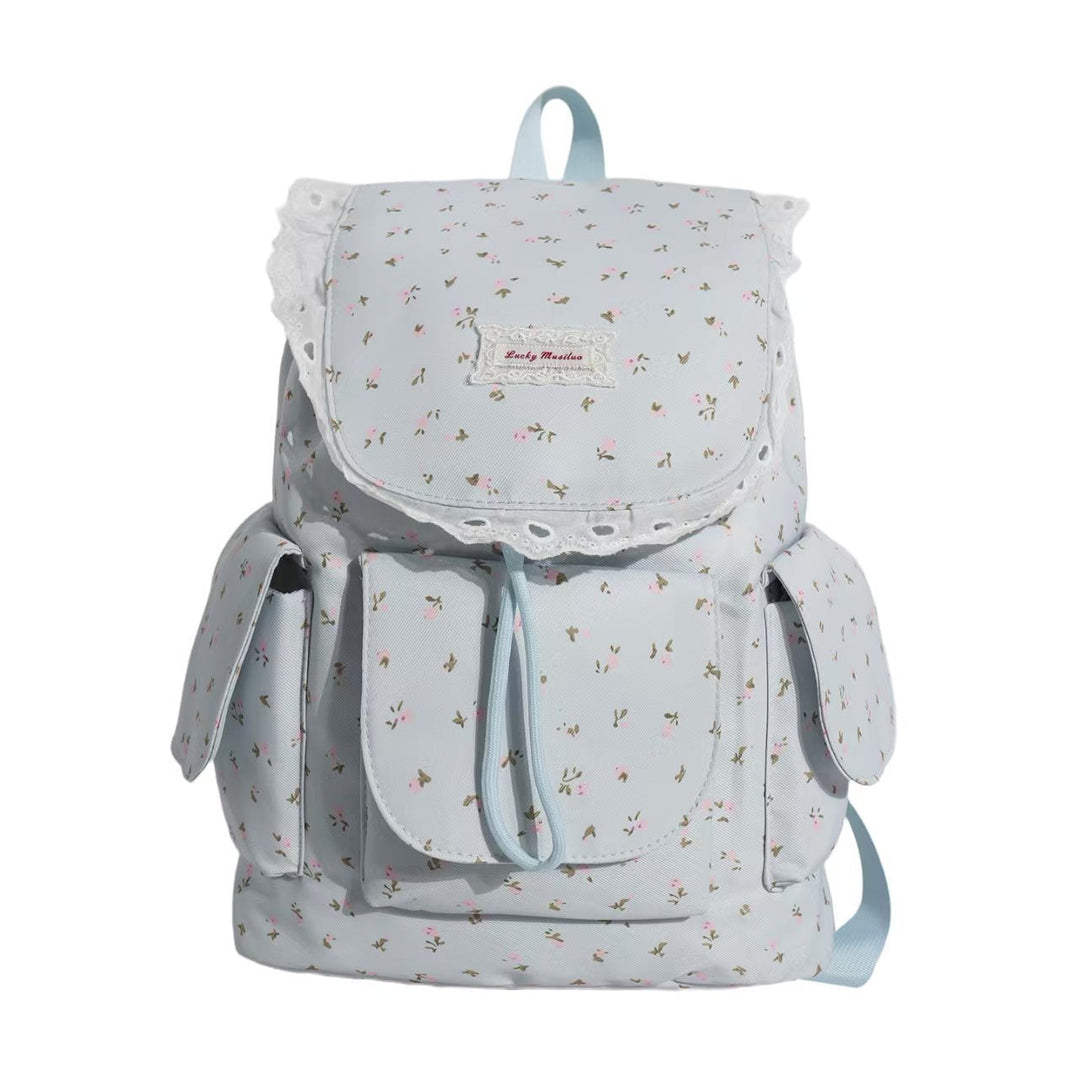 Floral Print Ruffled Backpack